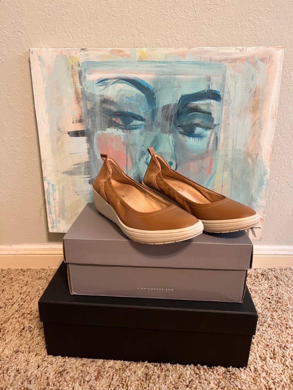 Vionic Tan Wedge Slip-On Ballet Flats